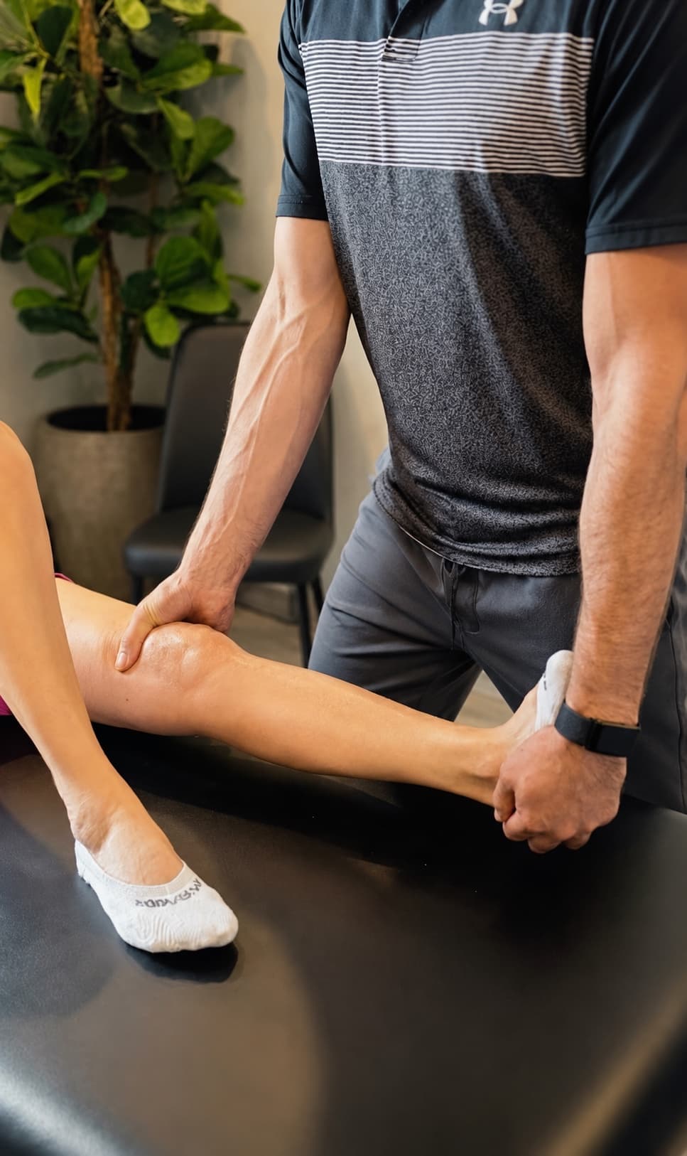 Manual therapy treatment - knee mobilization and stretching technique